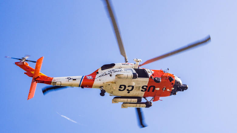 Coast Guard helicopter in flight