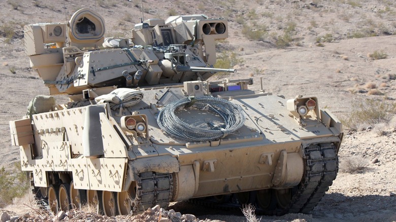 M2 Bradley Fighting Vehicle on training exercise in desert