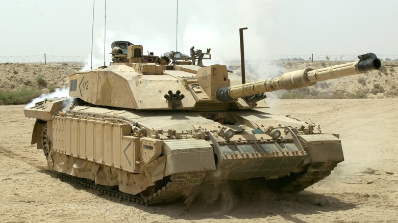 British Challenger 2 Main Battle Tank on patrol outside Basra, Iraq