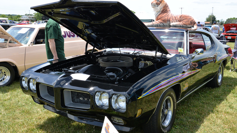 1970 GTO with hood open and engine exposed