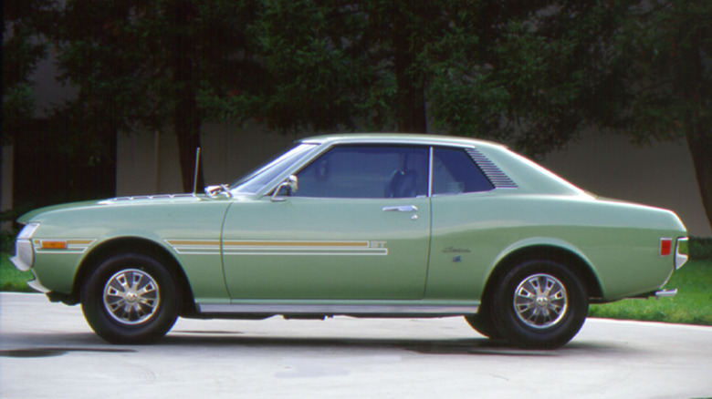 Green 1971 Toyota Celica parked