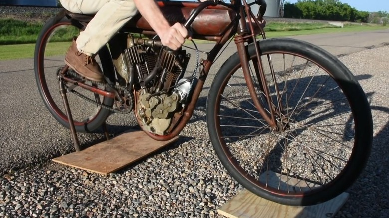 Testing 1912 Indian racer