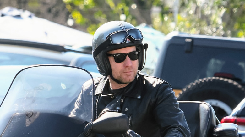 Ewan McGregor riding bike