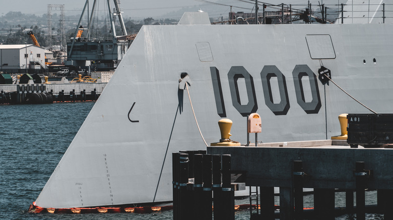 USS Zumwalt bow docked