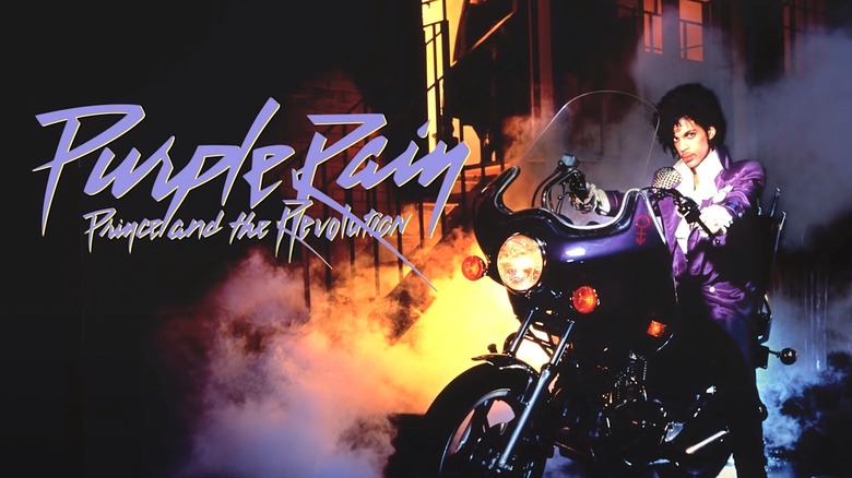 Prince riding "Purple Rain" motorcycle