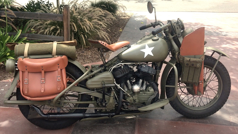 Harley-Davidson WLA "Liberator" parked in a driveway