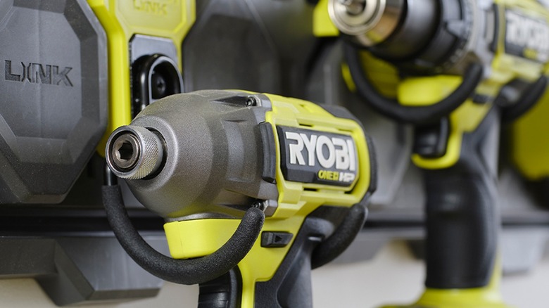 Ryobi drills on Ryobi Link Wall System 