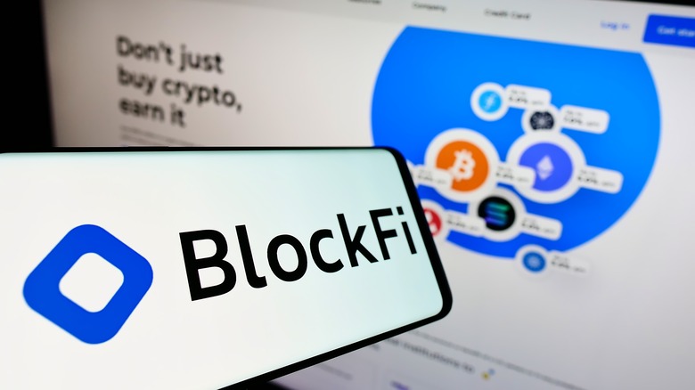 Blockfi logo on phone