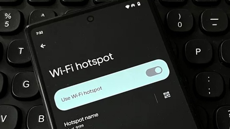 Mobile Hotspot option and symbol on Android