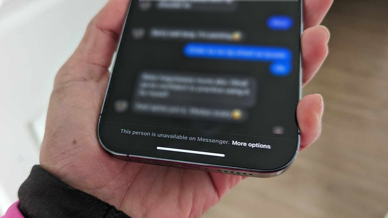 Messenger app person unavailable notice