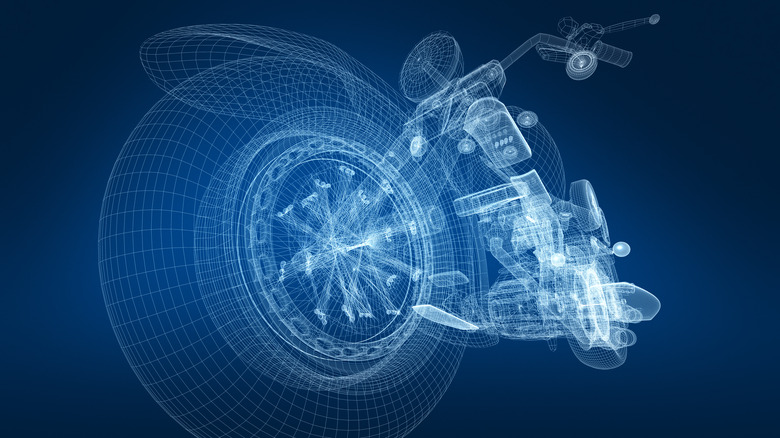 A motorcycle's blueprint design