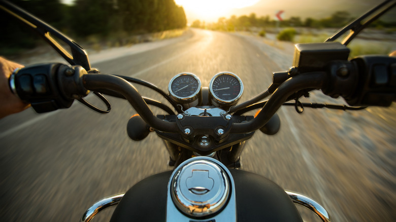 Person traveling on a motorcyle