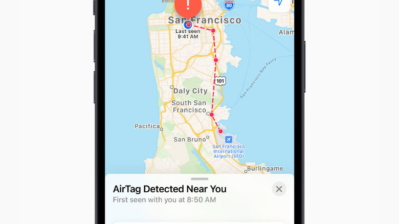 detected AirTag map on iPhone