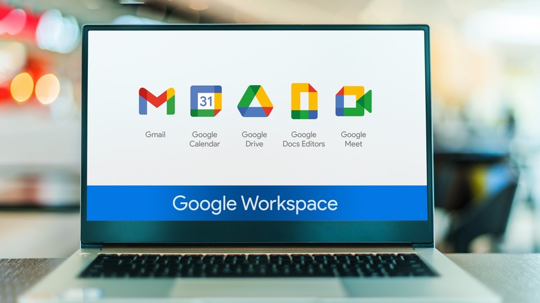 laptop displaying Google Workspace