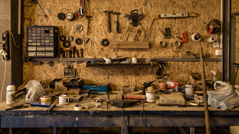 Workbench full of tools