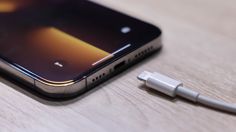 iPhone with a Lightning Cable