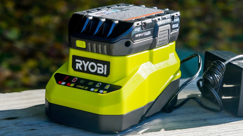 Ryobi battery on charger