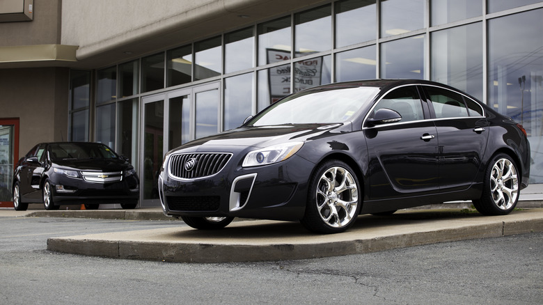 A Buick Regal GS on a dealership lot