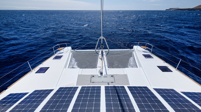 Solar panels installed on a boat