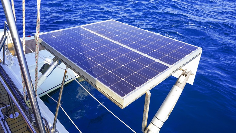 Solar panel on a boat