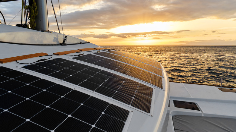 Solar panels on a boat