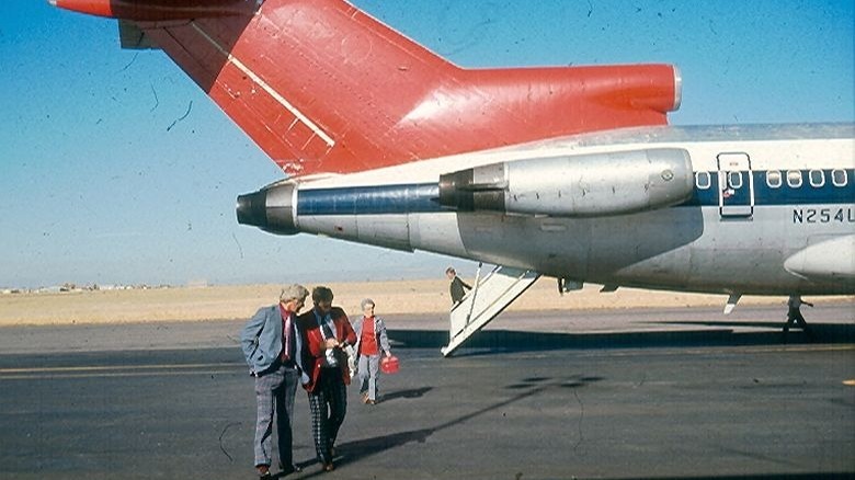 Northwest 727 flight in Bozeman with airstair down