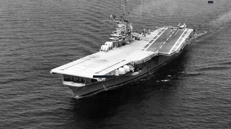 USS Antietam with angled deck runway