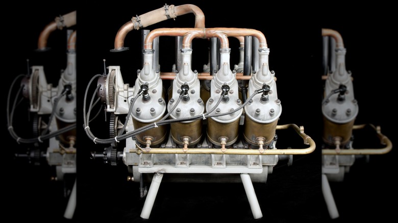 The Antoinette V8 engine on display.