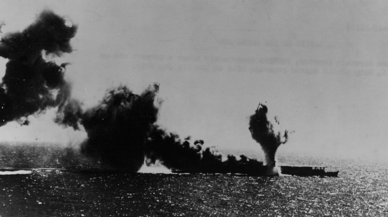 Burning wreckage of Japanese Shōhō