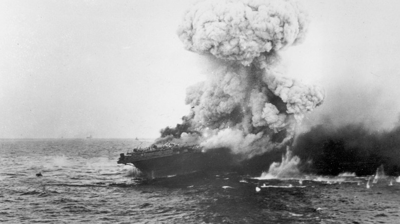 large explosion aboard USS Lexington