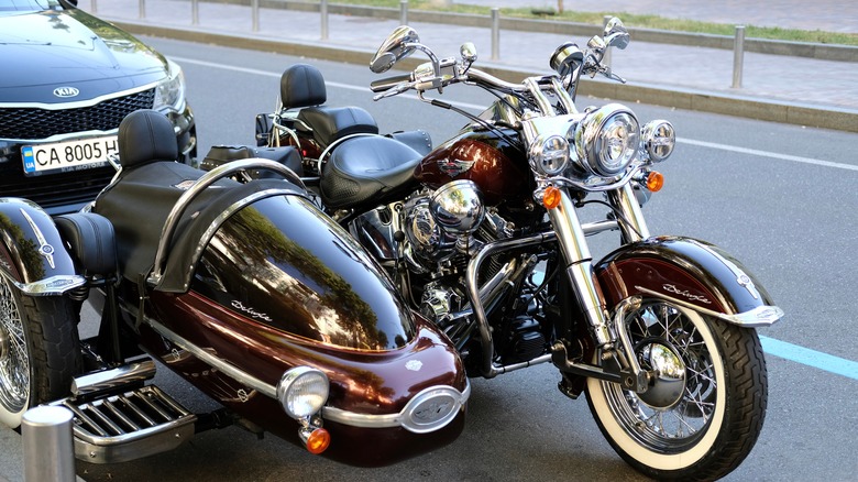 Harley-Davidson sidecar on street
