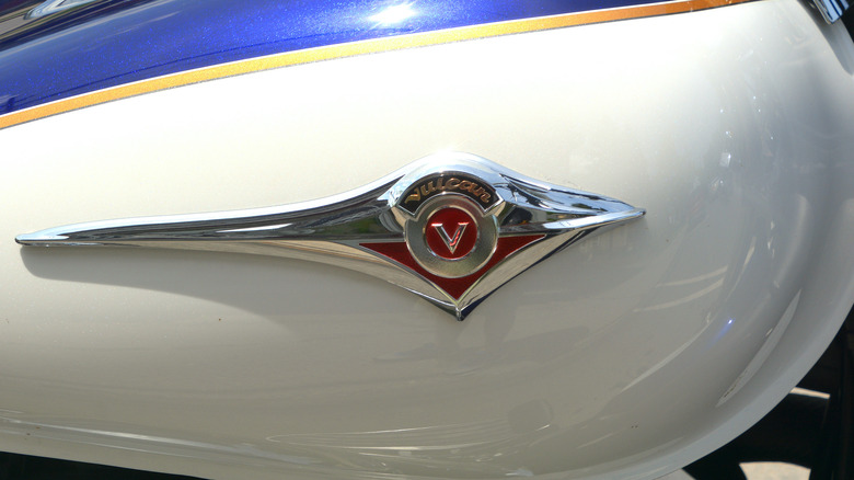 Kawasaki Vulcan gas tank badge closeup