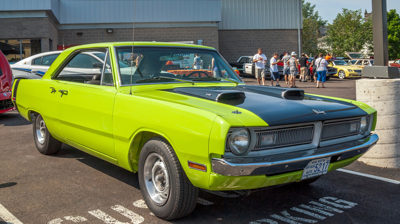 Lime green 1970 Dodge dart swinger at car show