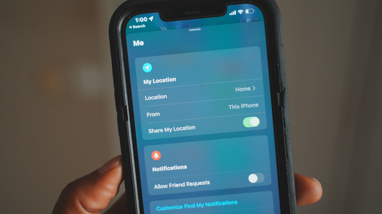 Settings in Find My app