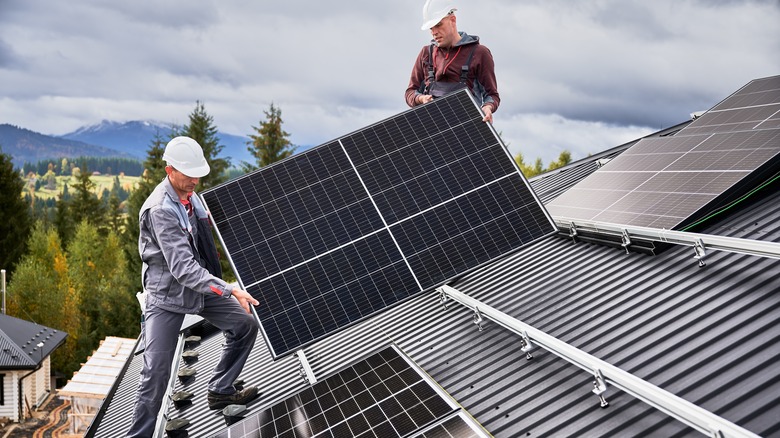 Installation of roof solar panels