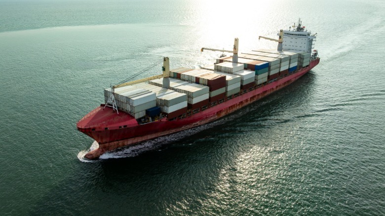 A cargo ship carrying items from overseas