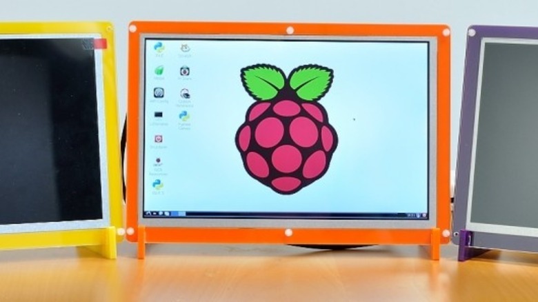 Raspberry Pi logo on display