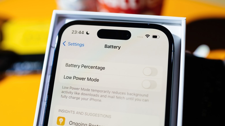Low Power Mode Battery menu