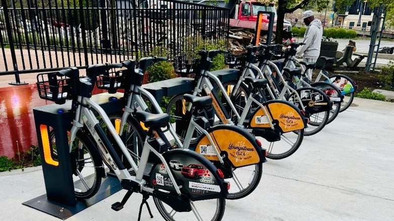 Acton e-bikes in charging docks