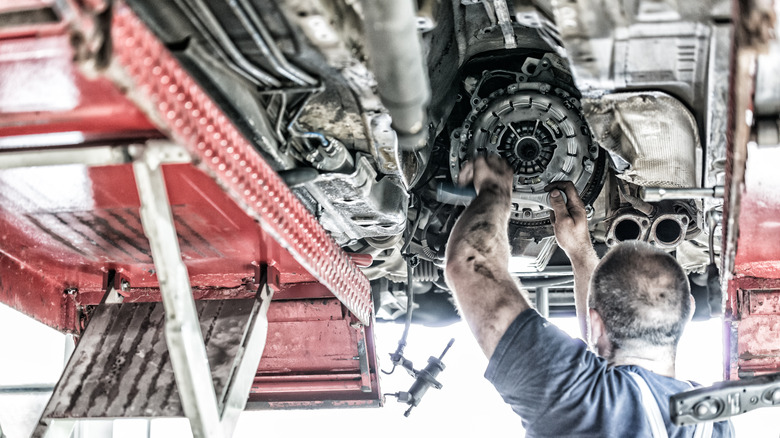 Auto mechanic at work