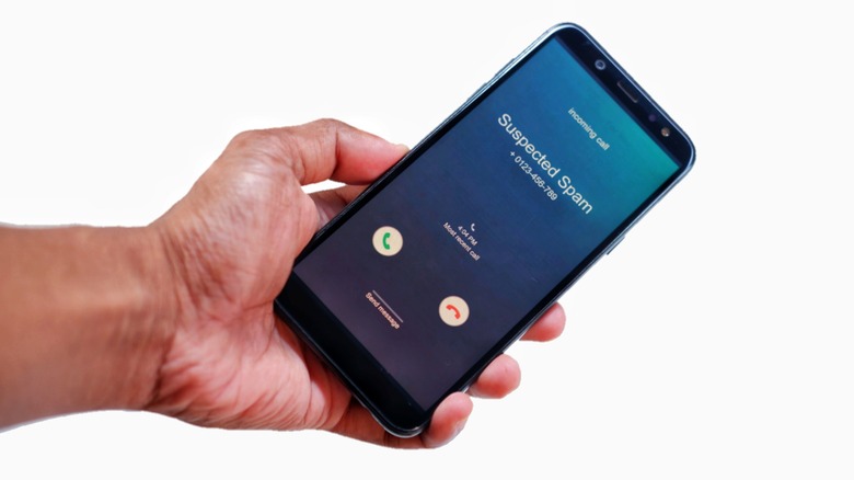 Phone showing suspected spam call