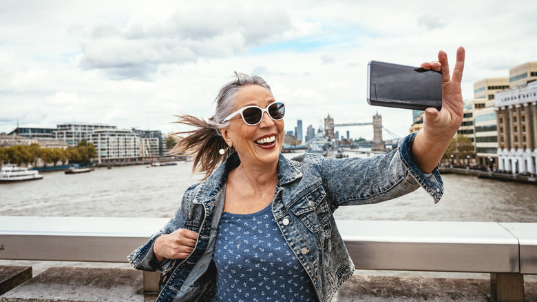 A woman's London phone selfie