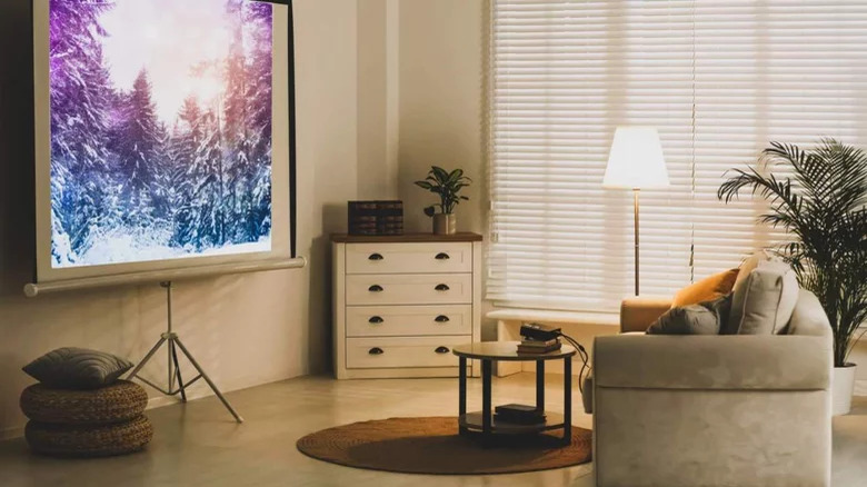 projector screen in living room 