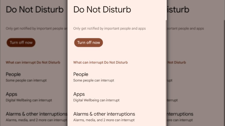 Android Do Not Disturb mode screenshot