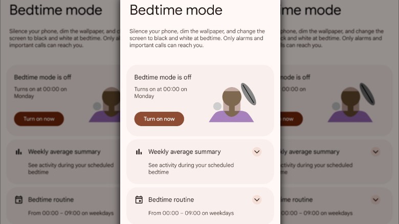 Android bedtime mode screenshot