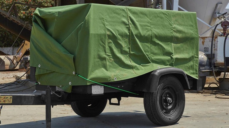 Hravy-duty tarp covering a trailer