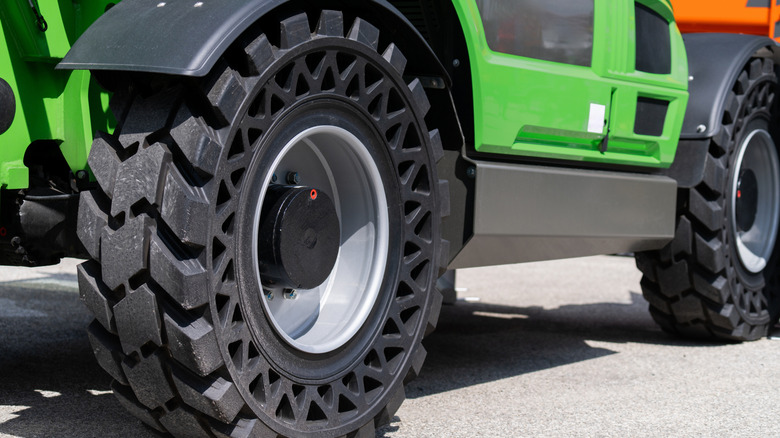 Airless tire photographed close-up