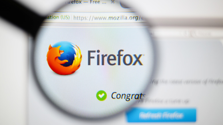 Firefox logo under magnifying glass