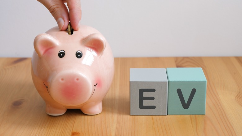 EV savings coin piggy bank