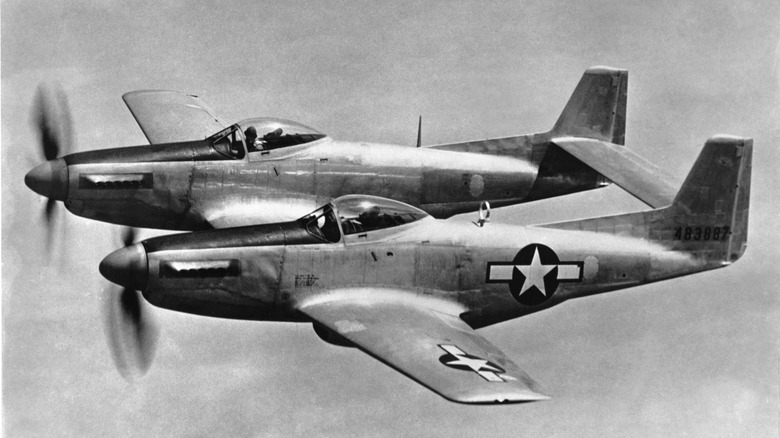 two mustang fighter jets in world war II